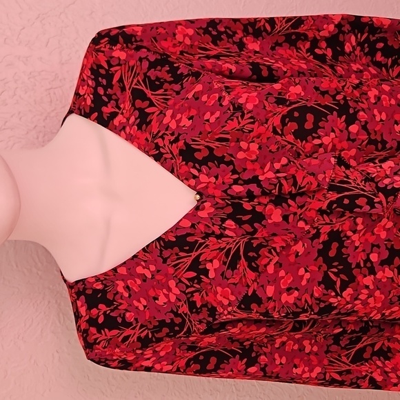 ROZ & ALI Fairycore Floral Chiffon Jabot Long Sleeve Blouse - Picture 3 of 8